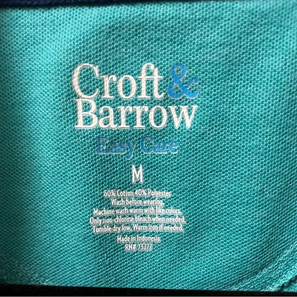Croft & Barrow Turquoise Polo Shirt-Men’s size Medium - Picture 3 of 3